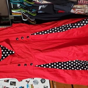 Roller girl vintage look dress with black and white dots